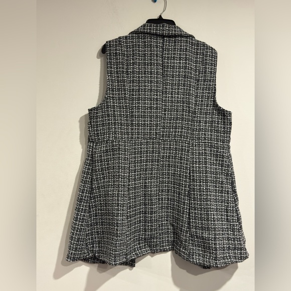 NewWomen's Black & White Plaid Collar Double-Breasted Jacket & Skirt Set Size XL - Picture 16 of 16